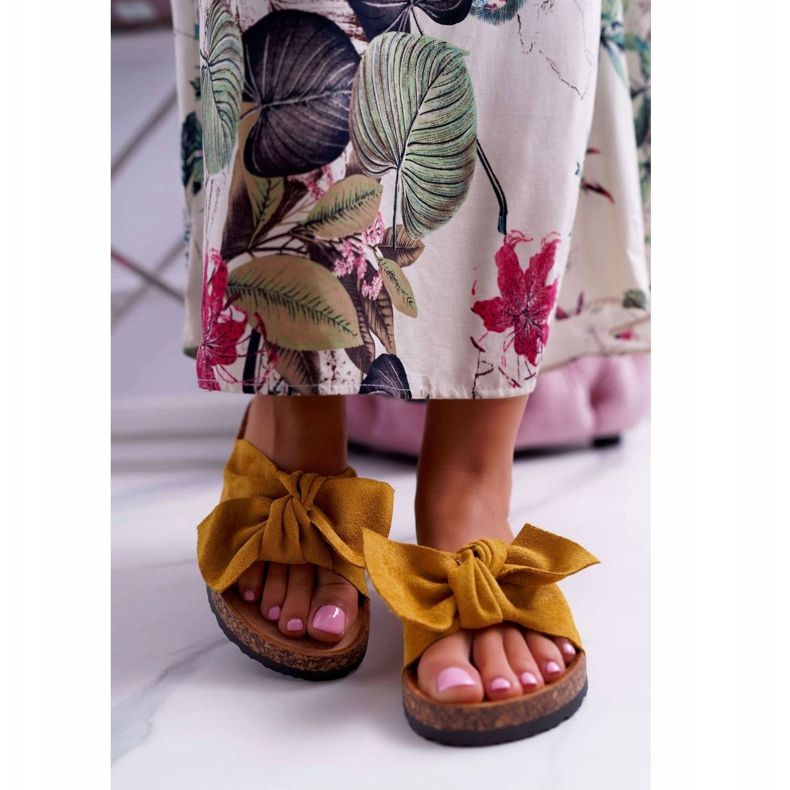 BUGO Papuci de damă cu arc galben Randy 2