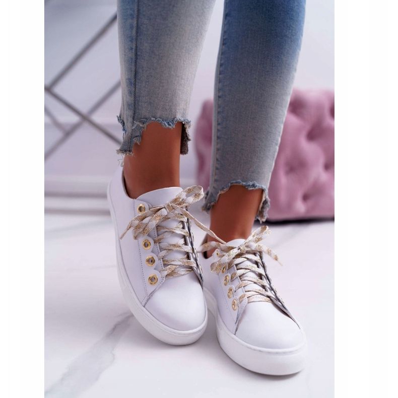 Nicole Adidași din piele pentru femei White Viss alb 2