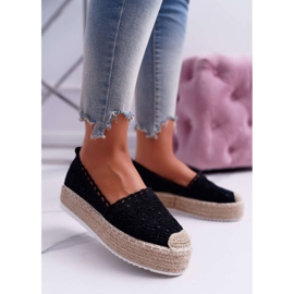 Espadrile din dantelă neagră pentru femei Lovely Haven negru 1