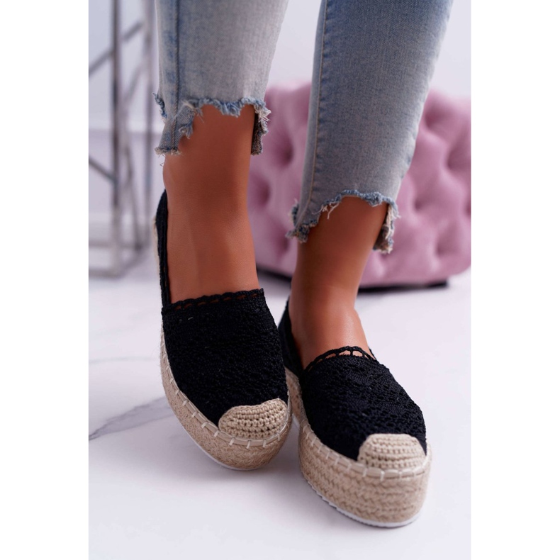 Espadrile din dantelă neagră pentru femei Lovely Haven negru 2