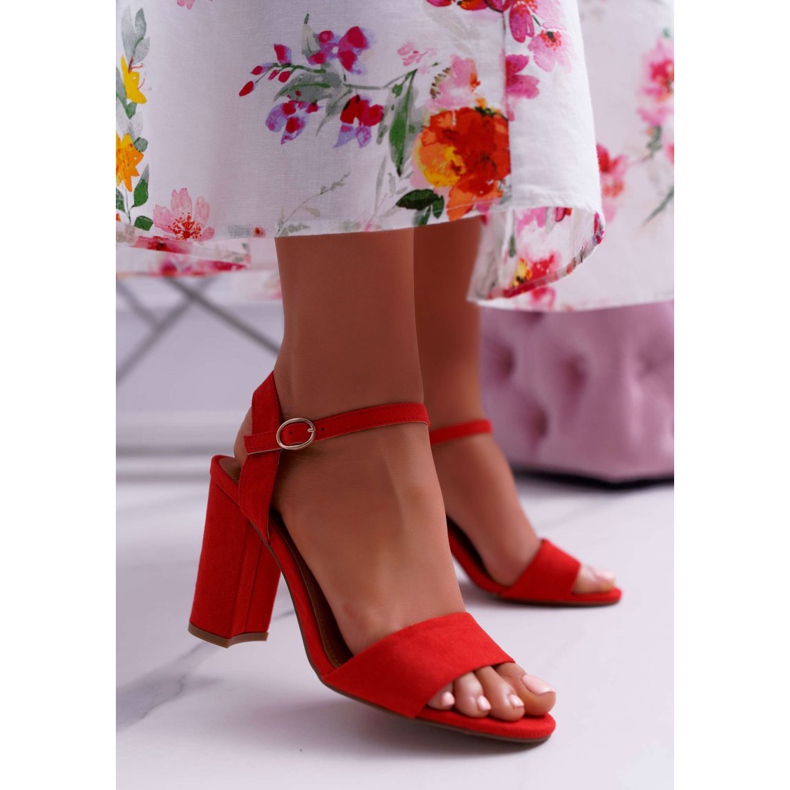 FRBS Sandale pentru femei piele de căprioară roșie Baloo roșu 1