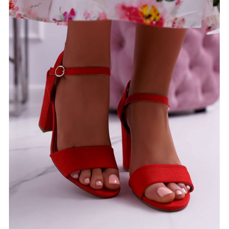 FRBS Sandale pentru femei piele de căprioară roșie Baloo roșu 2