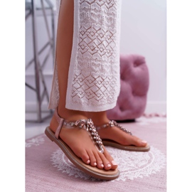 FRERY Sandale pentru femei Slip-on cu zirconii Șampanie Satina roz 1