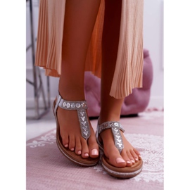 FRBS Sandale pentru femei Slip-on cu zirconii argintii Mabellena gri 2