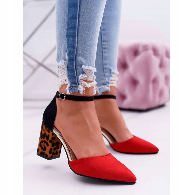 PS1 Pumps pentru femei pe toc Leopard Red Ferri maro negru roșu 1