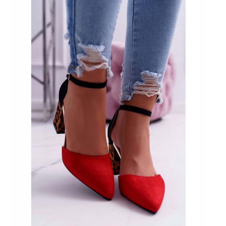 PS1 Pumps pentru femei pe toc Leopard Red Ferri maro negru roșu 2