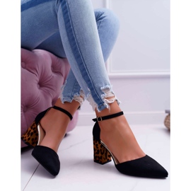 SEA Pompă de damă pe toc Leopard negru Ferri maro 2