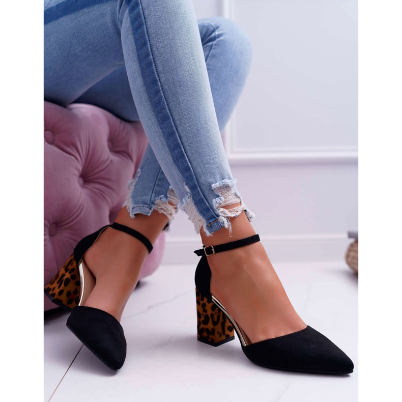 SEA Pompă de damă pe toc Leopard negru Ferri maro 2