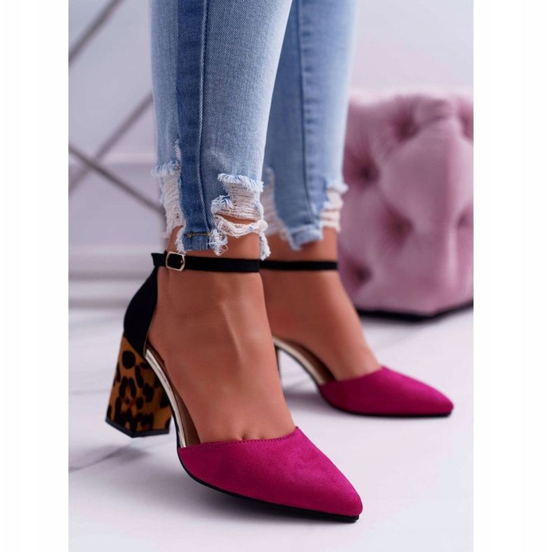 PS1 Pompă de damă pe toc Leopard Fuchsia Ferri maro negru roz multicolor 1