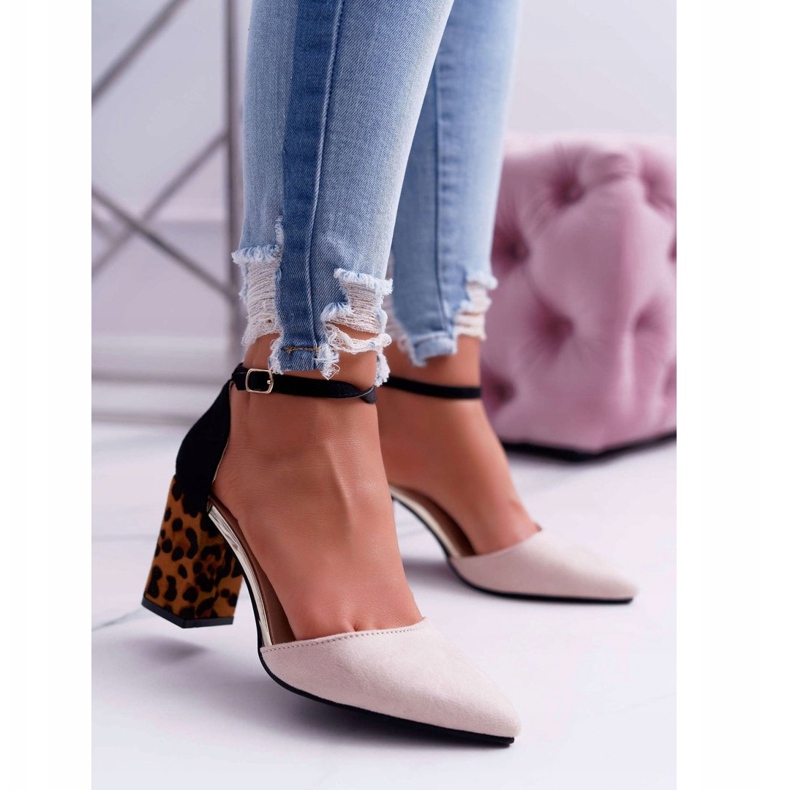 PS1 Pompă de damă pe toc Ferri bej leopard negru multicolor 1
