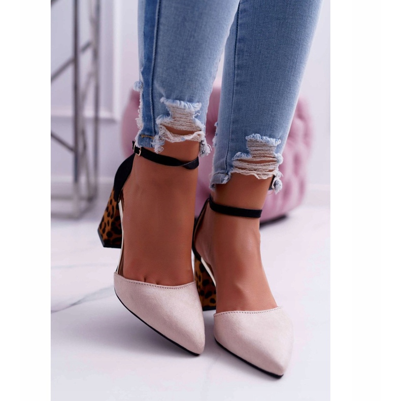 PS1 Pompă de damă pe toc Ferri bej leopard negru multicolor 2