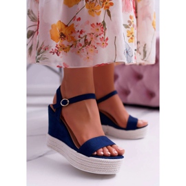 BUGO Sandale de damă pe linie de pană Albastru marină Liviana 1