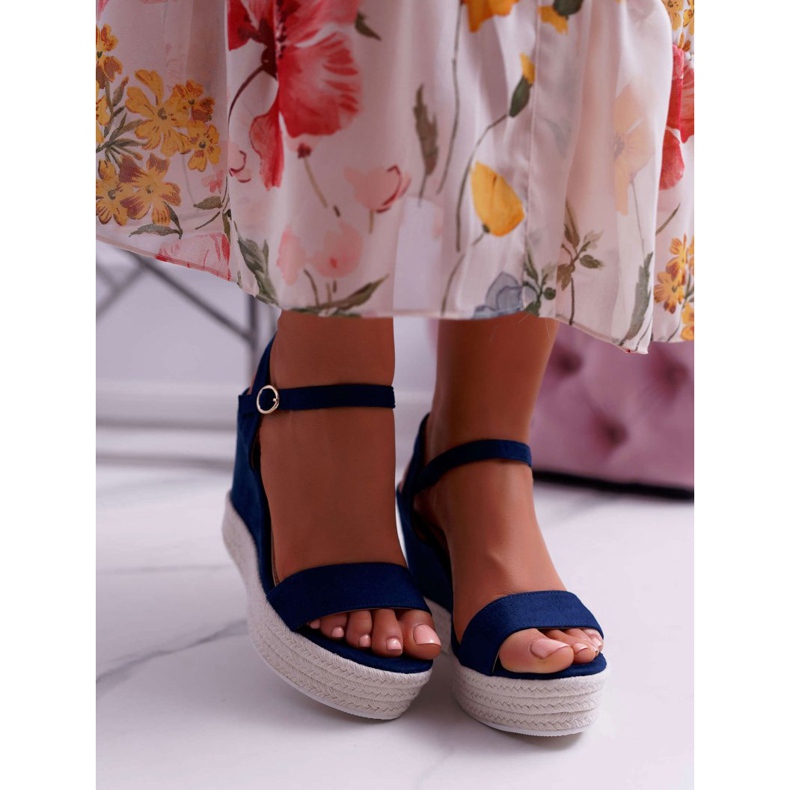 BUGO Sandale de damă pe linie de pană Albastru marină Liviana 2