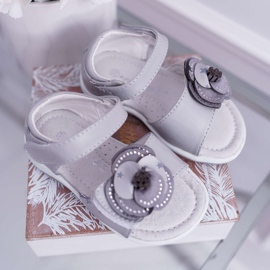 EVE Sandale pentru copii cu velcro pentru fete gri Flamenco 1