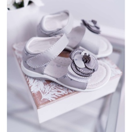 EVE Sandale pentru copii cu velcro pentru fete gri Flamenco 2