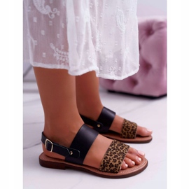 Sandale pentru femei Piele Maciejka Piele Leopard Negru IT001-03 / 00-0 4