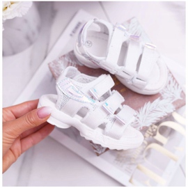 FRROCK Sandale pentru copii cu velcro pentru fete alb Kimmi 2