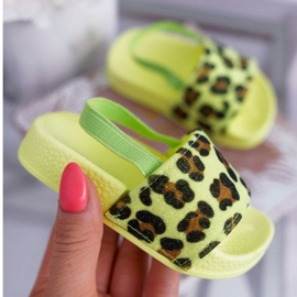 FRROCK Papuci pentru fete copii Brocart Leopard Lime Rimia multicolor verde 1