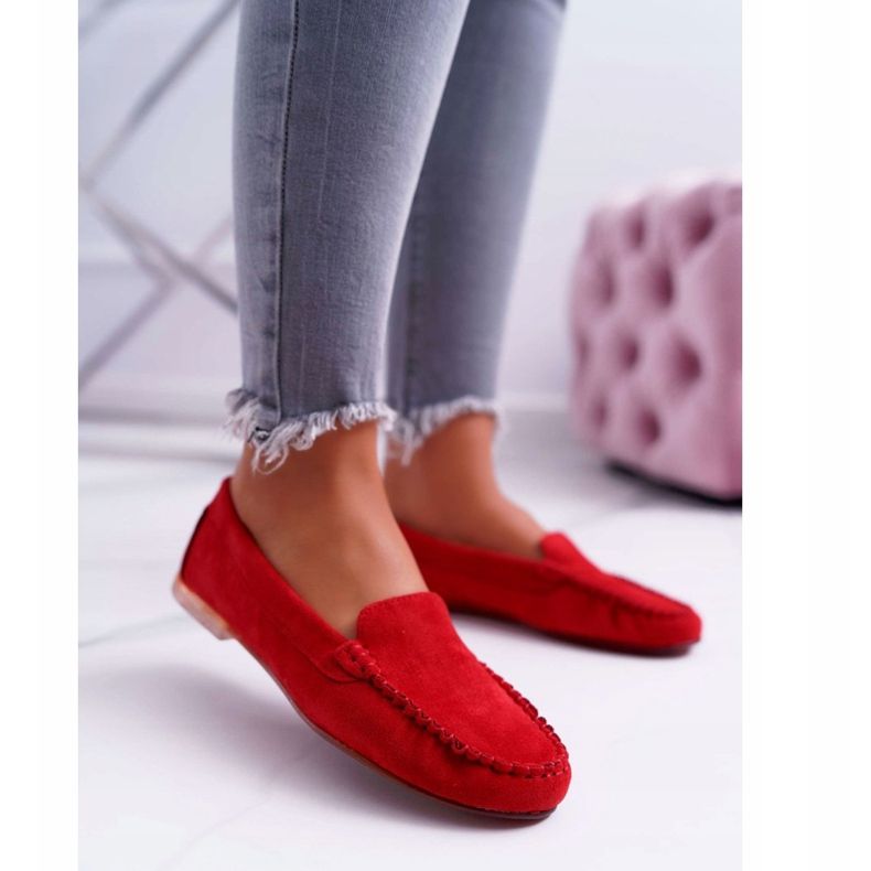 Mocasini de damă Sergio Leone Suede Red Winted roșu 1 Mocasini de damă Sergio Leone Suede Red Winted roșu 1