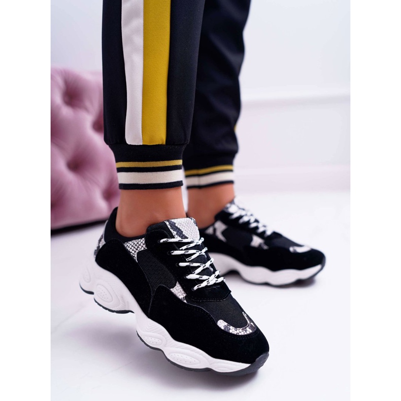 NFR Încălțăminte sport de damă Piele de șarpe neagră acadea negru gri 2