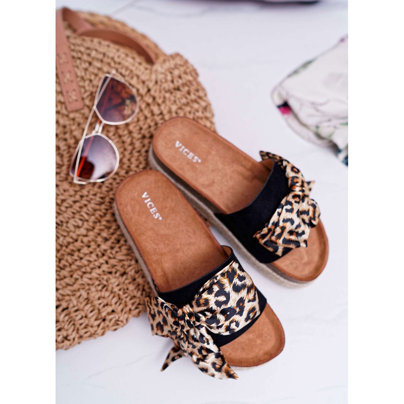 Papuci de damă Vices Black Leopard 6275 negru 1