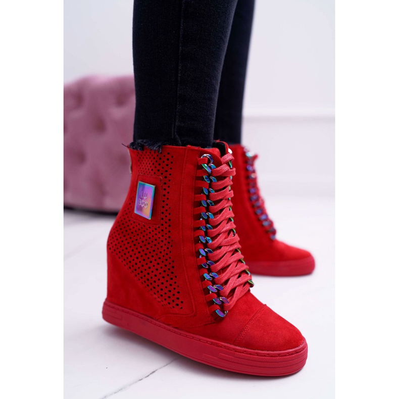 Adidași de damă Lu Boo Openwork Suede Red Clamma roșu 1