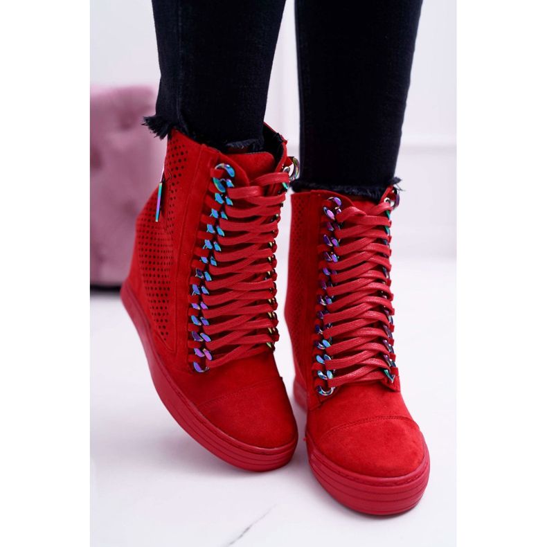 Adidași de damă Lu Boo Openwork Suede Red Clamma roșu 2
