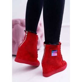 Adidași de damă Lu Boo Openwork Suede Red Clamma roșu 4