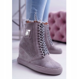 Adidași de damă Lu Boo Openwork Suede Grey Clamma gri 1