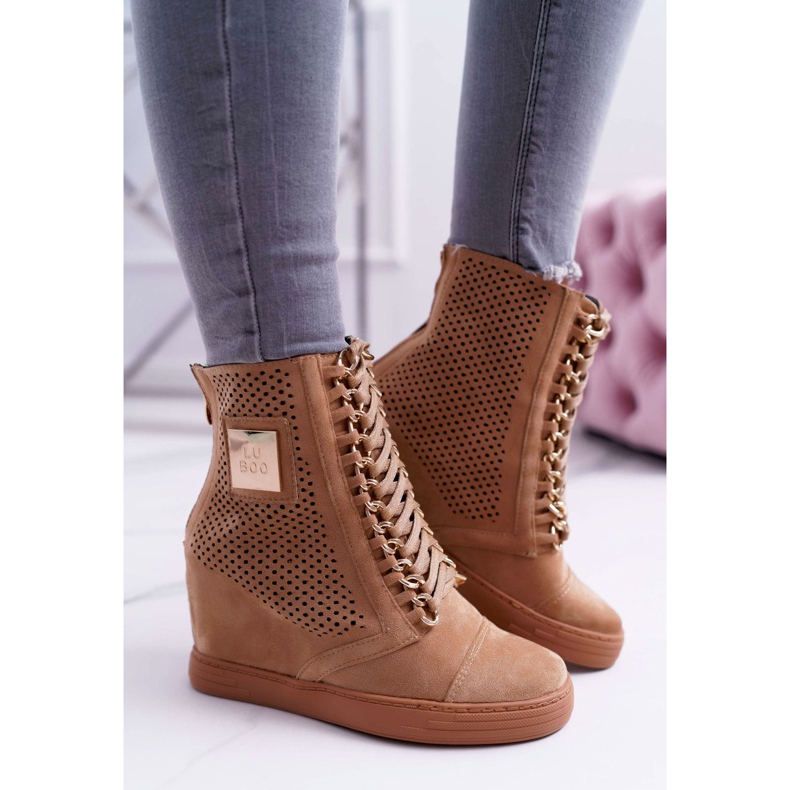 Adidași de damă Lu Boo Openwork Suede Camel Clamma maro 2