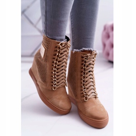 Adidași de damă Lu Boo Openwork Suede Camel Clamma maro 4
