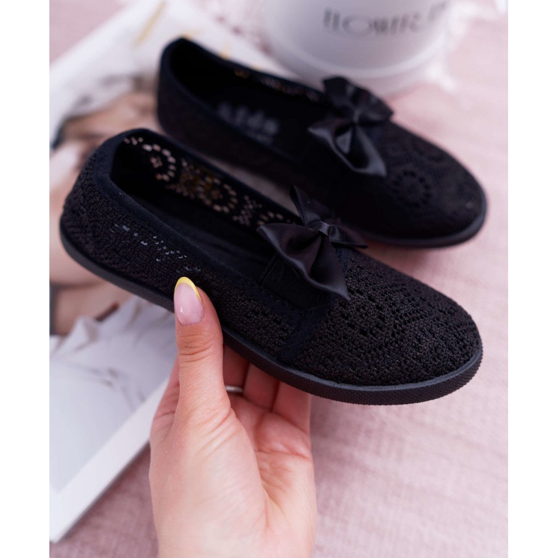 EVE Adidași copii Dudi din dantelă neagră negru 1