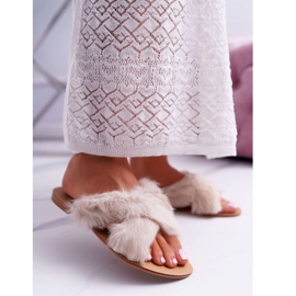 Papuci de damă cu blană Lu Boo White Pimmer alb 1