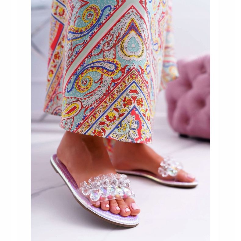 Papuci pentru femei cu zirconiu cubic Lu Boo Petrol Silver Mediana gri 1