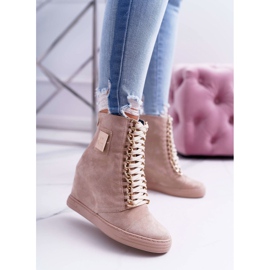 Adidași pentru femei Lu Boo Gold Chain Suede Beige Monica bej 1