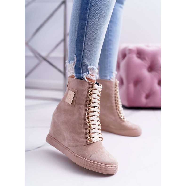 Adidași pentru femei Lu Boo Gold Chain Suede Beige Monica bej 1