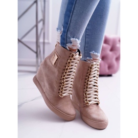 Adidași pentru femei Lu Boo Gold Chain Suede Beige Monica bej 2