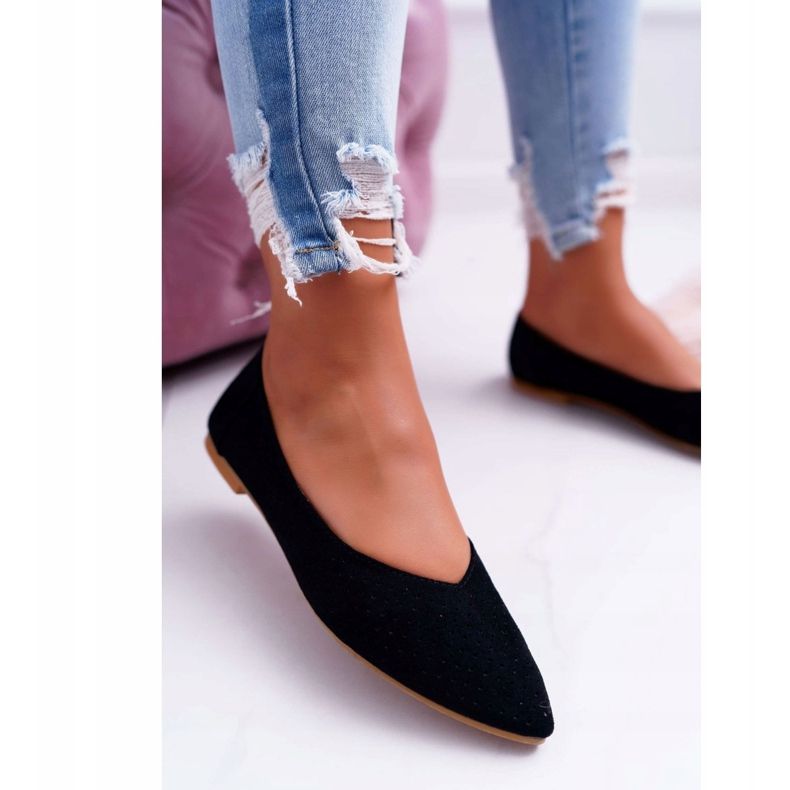 Balerini de damă Lu Boo Desert negru ajurat 2