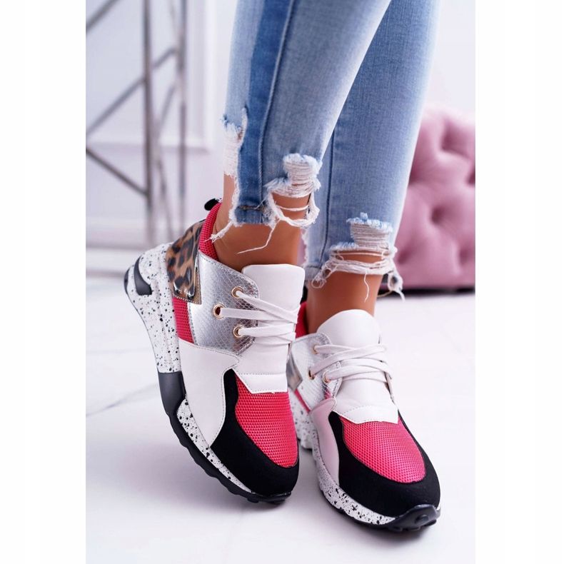 Încălțăminte sport de damă Lu Boo cu model leopard alb Malibu multicolor 2