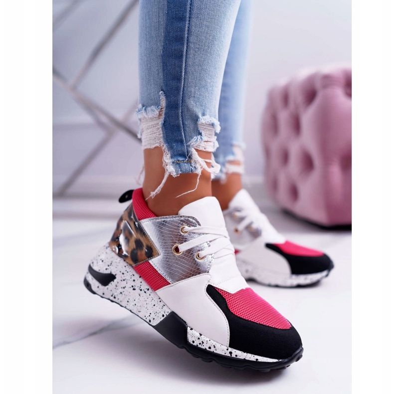 Încălțăminte sport de damă Lu Boo cu model leopard alb Malibu multicolor 1