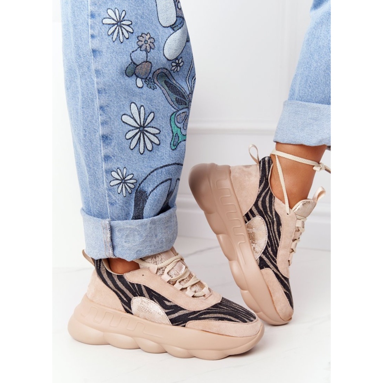 Încălțăminte sport pentru femei Lu Boo Talpă groasă Bej Taste It! 2