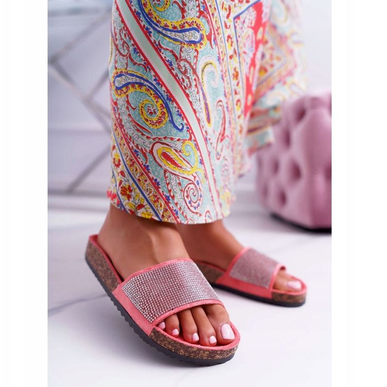 PS1 Papuci De Damă Pe Plută Cu Cristale De Coral roz 1 PS1 Papuci De Damă Pe Plută Cu Cristale De Coral roz 1