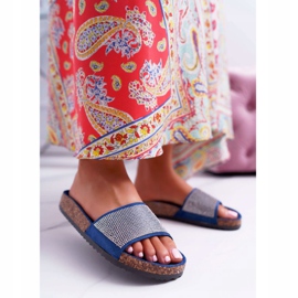 PS1 Papuci de damă pe plută cu cristale bleumarin albastru marin 1 PS1 Papuci de damă pe plută cu cristale bleumarin albastru marin 1