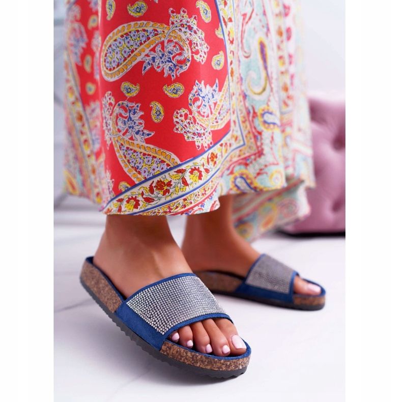 PS1 Papuci de damă pe plută cu cristale bleumarin albastru marin 1 PS1 Papuci de damă pe plută cu cristale bleumarin albastru marin 1