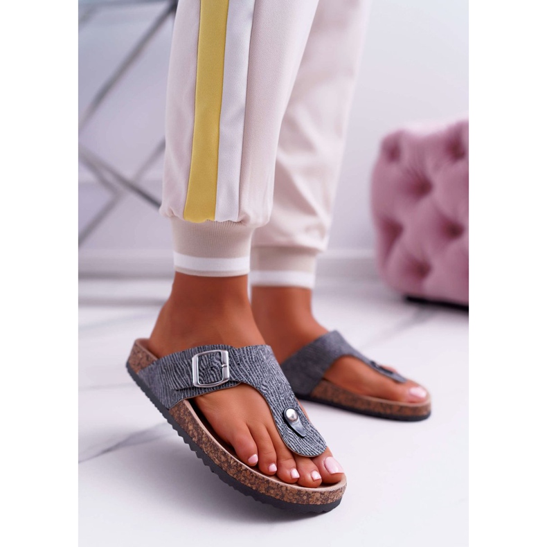 EVE Papuci de damă Flip-flops de culoare gri închis Baisan 2