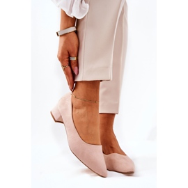 PS1 Pompă clasică pentru femei din piele de căprioară bej bej Rheya 1