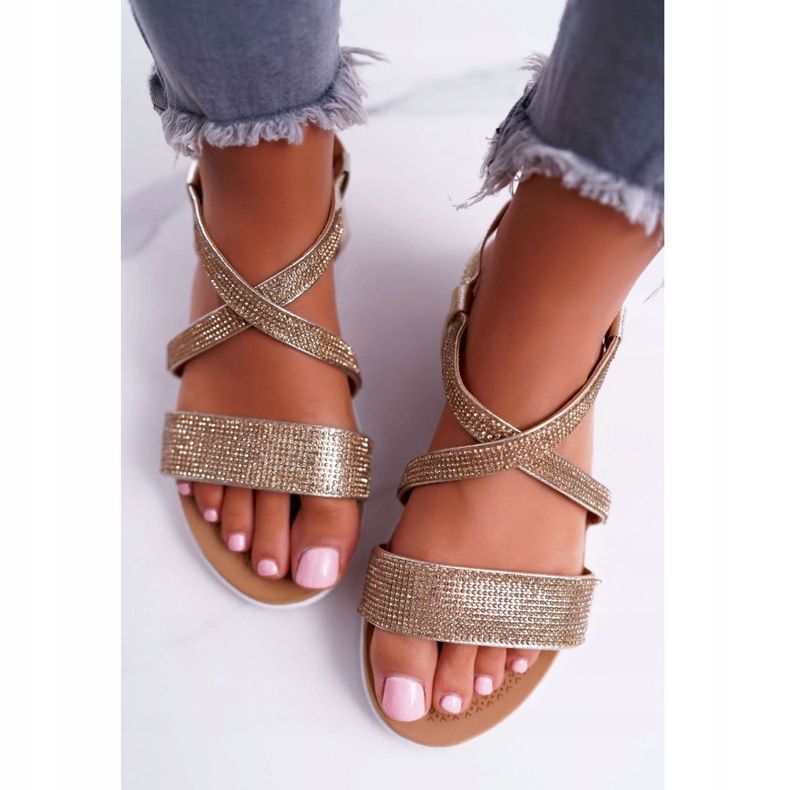 Sandale de damă Lu Boo Cu zirconiu cubic 406-5 Gold Stella de aur 1