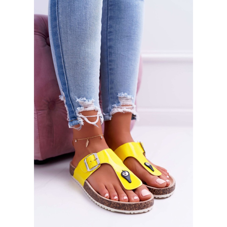 SEA Papuci de damă Flip-flops On Corks, Paletă galbenă lăcuită 2