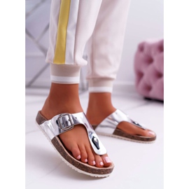 SEA Papuci de damă Flip-flops On Corks, Paletă argintie lăcuită gri 2