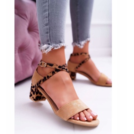 Sandale de damă pe toc înalt Lu Boo Panther Camel Se îndrăgostesc maro 2